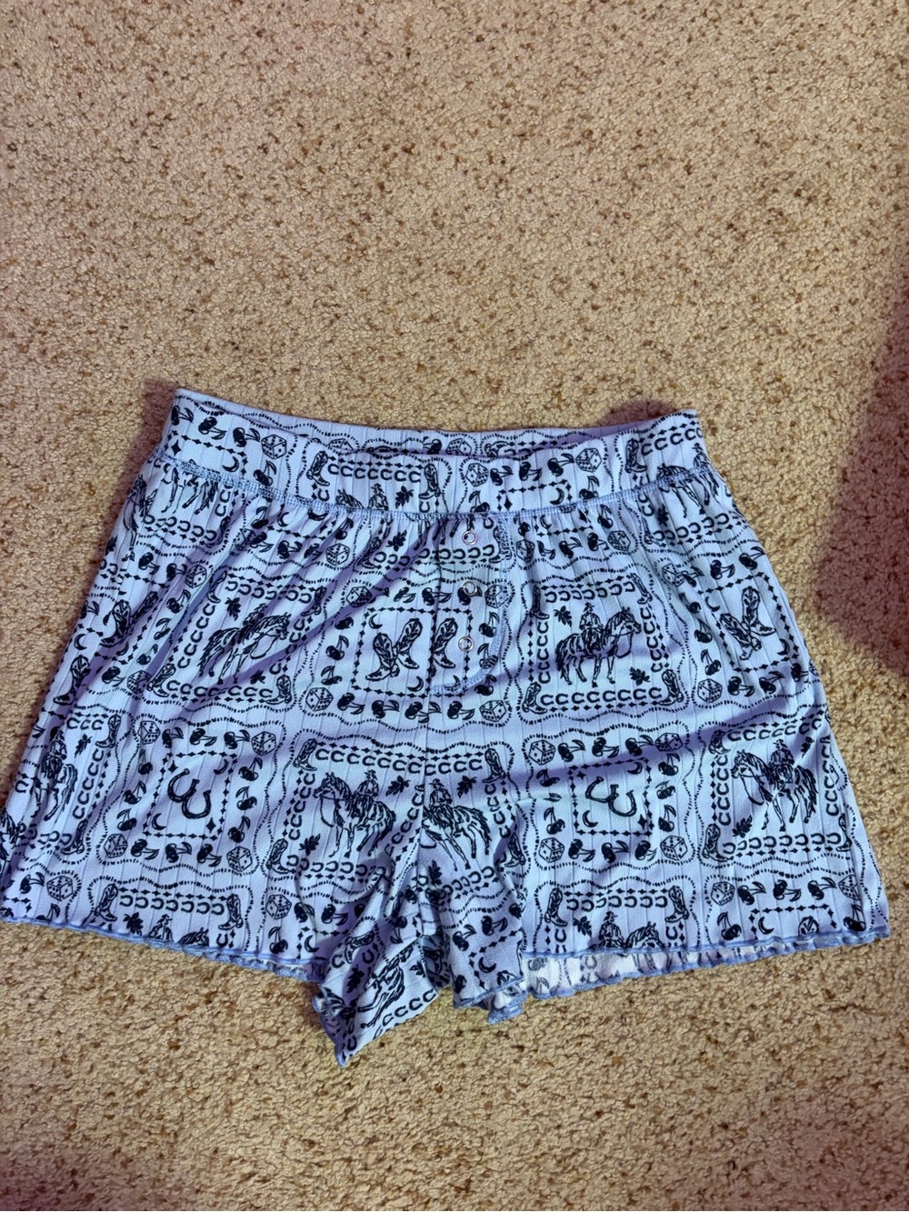 Women's western White Patterned Pull-On Shorts